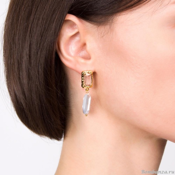 Серьги Moon Paris, Ringo, золотистые, кристалл, жемчуг, MR-21.11-318 хрустальный