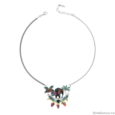 Колье TARATATA, Papong, смола, бусины, стразы, тигровый глаз, TT-E24-11120-10M серебристый