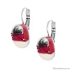 Серьги Taratata, Cannibalos, серебристые, с красной эмалью и текстилем, TT-T20-50707-103
