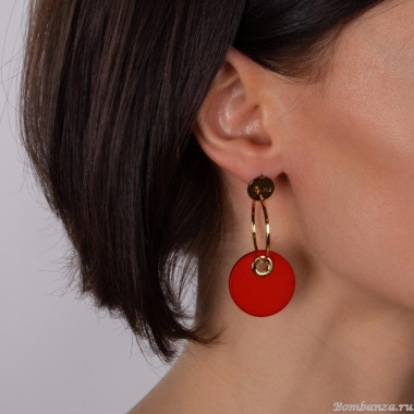 Серьги Nuance, асимметричные, с акриловыми дисками, NFN-23.12-062 красный