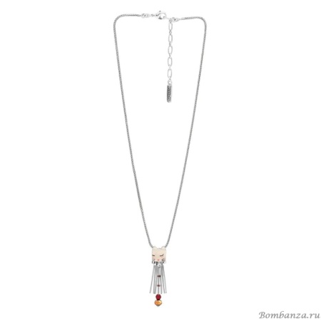 Колье Taratata, Wake up!, серебристое, с белой эмалью и кристаллами, TT-E20-19142-105