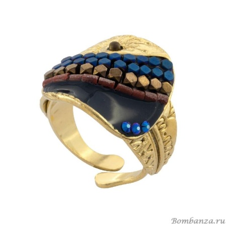 Кольцо TARATATA, Mosaique, разъемное, с цветной эмалью и бусинами, TT-H20-17432-204 синий