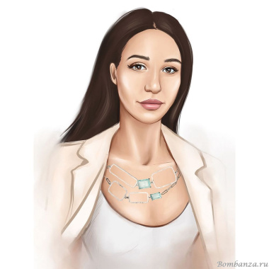 Колье Estrosia, с кристаллами Параиба, ES-CLG60-1A аквамариновый