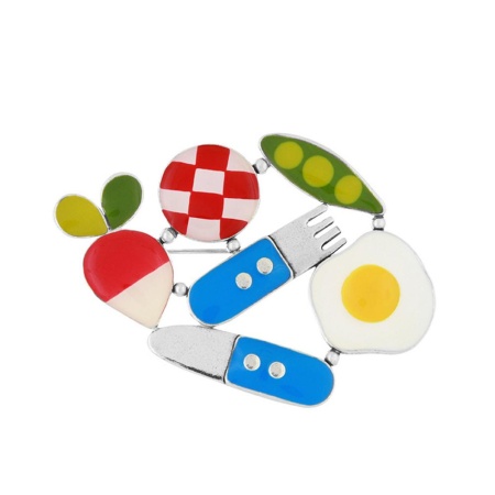 Брошь TARATATA, Dinette, с цветной смолой, TT-H25-09207-10M серебристый