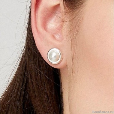 Пуссеты VIDDA, Waterfall, с жемчугом, VD22-00641 серебристый