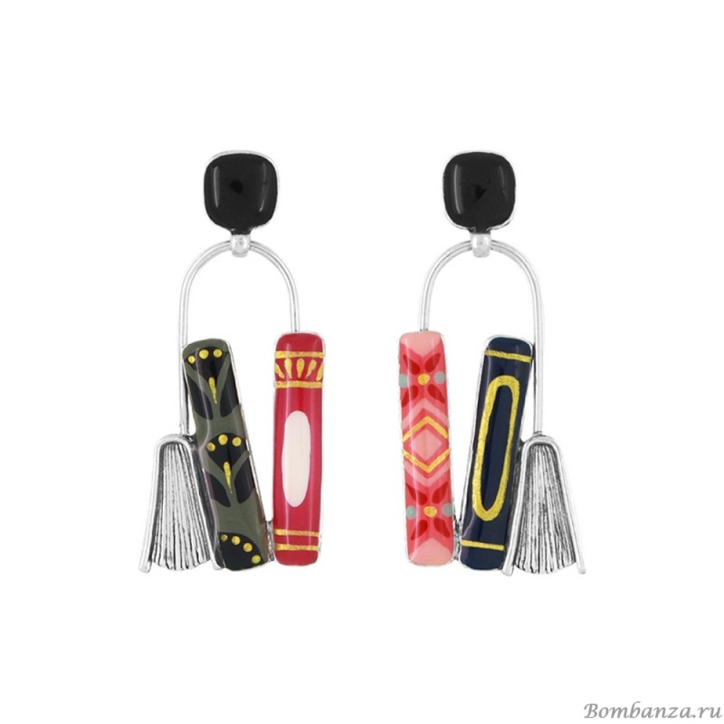 Серьги TARATATA, Romans, асимметрия,цветная смола, золотая краска, TT-H25-01904-10M серебристый