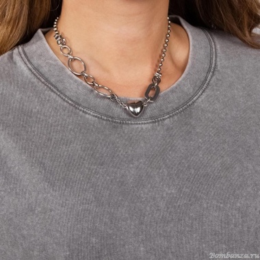 Колье Moon Paris, Ringo, с сердцем, MR-24.06-044 серебристый