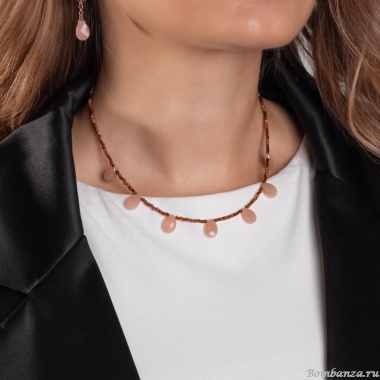 Колье Lanzerotti, Caramello, лунный камень, авантюрин, гематит, LZ-24.11-489 коричневый