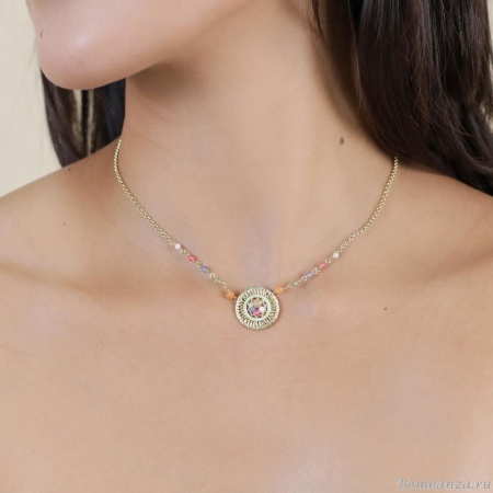 Колье Franck Herval, Suzane, агат, жад, стеклянные бусины, эмаль, FH25.1-15-64340 золотистый