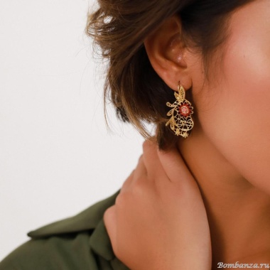 Серьги Franck Herval, Appoline, кристалл Swarovski, тестиль, FH23.2-12-68433 золотистый