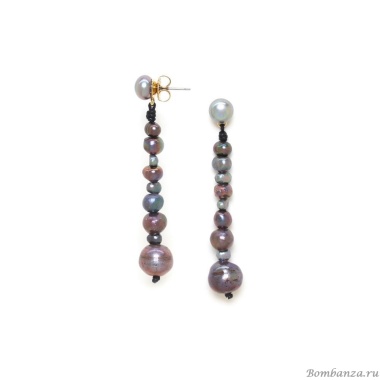 Серьги Nature Bijoux, Blue pearl, с жемчугом и кожей, NB24.2-12-79412 серый Серьги Nature Bijoux, Blue pearl, с жемчугом и кожей, NB24.2-12-79412 серый