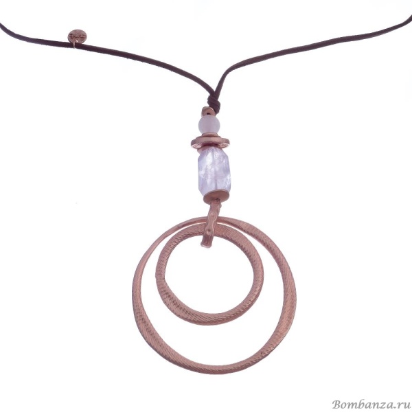 Колье Laguna, Sonata, розовый кварц, подвеска-кольца, LF-49536 розовый