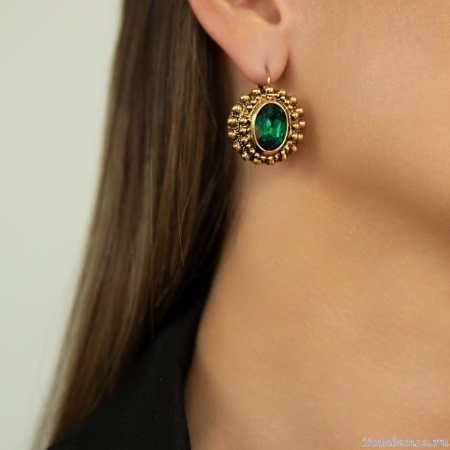 Серьги Celeste G, с кристаллом Swarovski, CS25.1-1735 зеленый