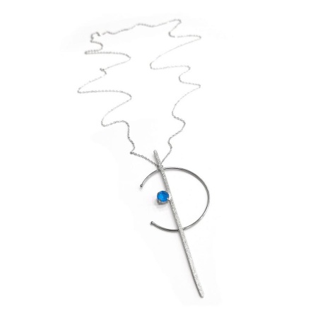 Колье Catherine Bijoux, Half moon, с кристаллом, CB25.1-5355AS голубой