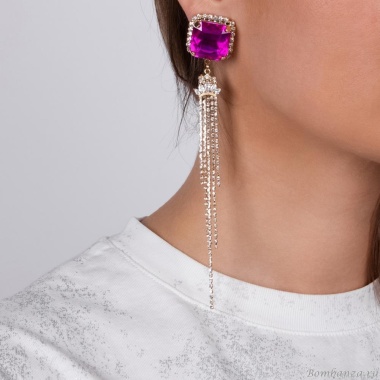 Серьги Moon Paris, Ringo Queen, асимметричные, с цветными кристаллами, MRQ-24.05-009 розовый