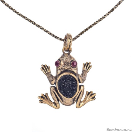 Колье Alcozer&J, лягушка с халькопиритом и гранатом, AL2411-C68FZ24 золотистый