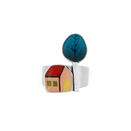Кольцо TARATATA, Mon ptit village, разъемное, с цветной смолой и узорами, TT-H25-03407-10M серебристый