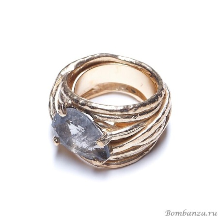 Кольцо Estrosia, золот., с кристаллом, ES-ANG10A серый, 17,5