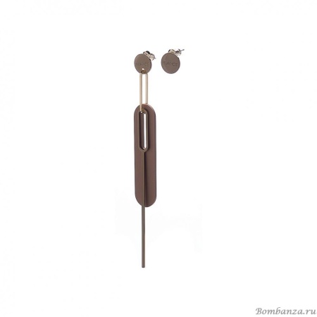 Серьги Nuance, асимметричные, диск с подвесками, NFN-21.10-066 коричневый