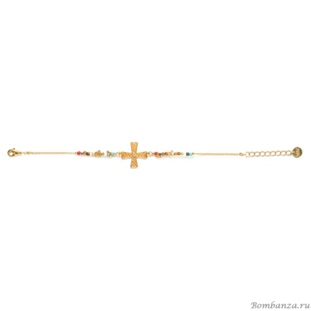 Браслет Franck Herval, Romane, тигровый глаз,кость,гематит,говлит,яшма, FH22.2-13-72062 золотистый