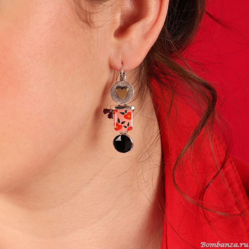 Серьги TARATATA, Kiff me, с цветной смолой и стеклянными бусинами, TT-H24-08763-105 розовый Серьги TARATATA, Kiff me, с цветной смолой и стеклянными бусинами, TT-H24-08763-105 розовый