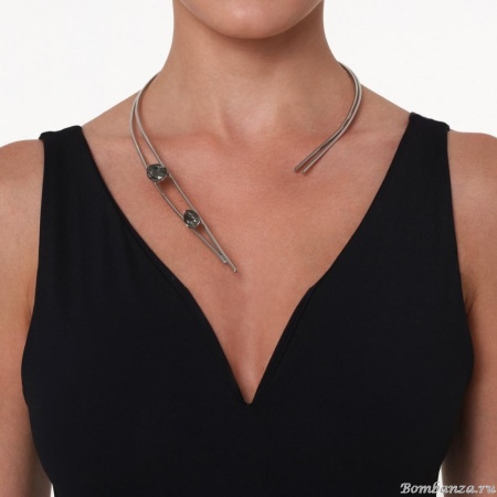 Колье Katerina Vassou, Zada, с кристаллами, KV23-307064B оливковый