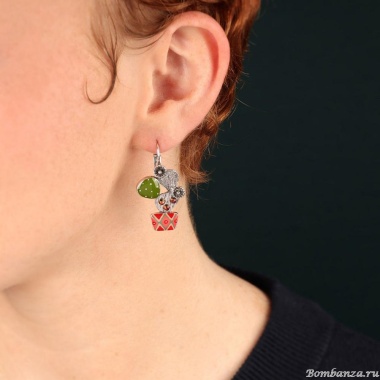 Серьги TARATATA, Cactus, асимметричные, смола, бусины, TT-E25-05748-10M серебристый Серьги TARATATA, Cactus, асимметричные, смола, бусины, TT-E25-05748-10M серебристый