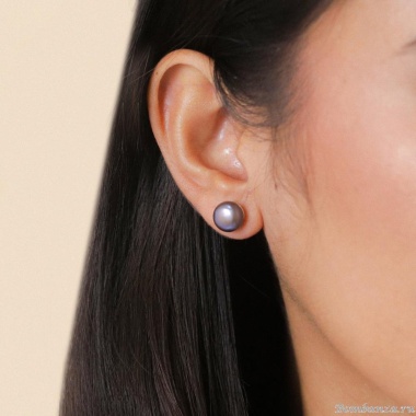 Пуссеты Nature Bijoux, Pebble Beach, с жемчугом, NB25.2-12-90375 серый