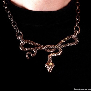 Колье Alcozer&J, змея с изумрудом, AL2411-CSERPENTE88 золотистый