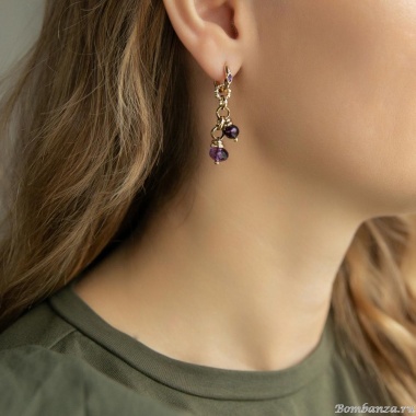 Серьги Lanzerotti, Elisir, с аметистом и жемчугом, LZ-25.10-331 фиолетовый