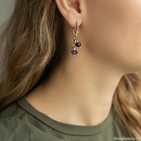 Серьги Lanzerotti, Elisir, с аметистом и жемчугом, LZ-25.10-331 фиолетовый