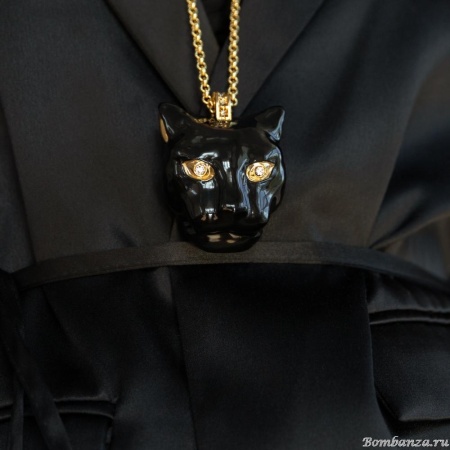 Колье Polina Firenze, пантера с эмалью и кристаллами, PF25.2-PE3752 черный