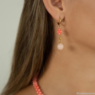 Серьги Lanzerotti, Anne with an E, с кораллом и морганитом, LZ-25.08-262 розовый