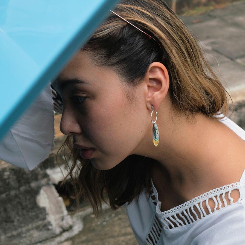 Серьги Taratata, La vague, полукольца, серебристые с цветной эмалью, TT-E20-03915-10M