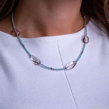 Колье Lanzerotti, Ispirazione, зеленый аметист, гематит, кристаллы, LZ-24.10-429 бирюзовый