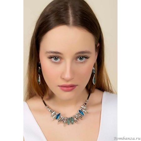 Колье Ciclon, Valle de cristal, кожаное, с муранским стеклом, CN-241817 голубой Колье Ciclon, Valle de cristal, кожаное, с муранским стеклом, CN-241817 голубой