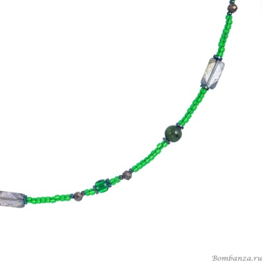 Колье Lanzerotti, Verde, жад, лабрадорит, пирит, гематит, LZ-24.12-565 зеленый