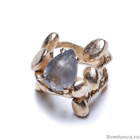 Кольцо Estrosia, золот., с кристаллом, ES-ANG30-3A серый, 17