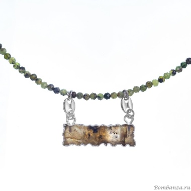 Колье Lanzerotti, Verde, зеленый гранат, подвеска из лабрадорита, LZ-24.12-545 зеленый