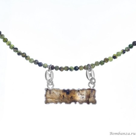 Колье Lanzerotti, Verde, зеленый гранат, подвеска из лабрадорита, LZ-24.12-545 зеленый