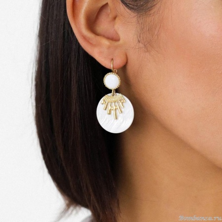 Серьги Franck Herval, Ellen, с кристаллом Swarovski и перламутром, FH24.1-12-68505 белый