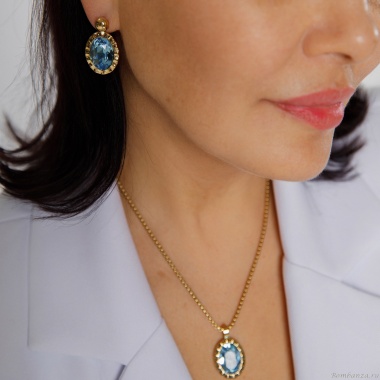 Серьги Qudo, TIVOLA UNICA big (G/P) Aquamarine 2,65cm, 332028 Серьги Qudo, TIVOLA UNICA big (G/P) Aquamarine 2,65cm, 332028