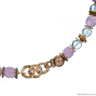 Колье Alcozer&J, с аметистом, флюоритом и кварцем, AL-C58BJ24N-R сиреневый