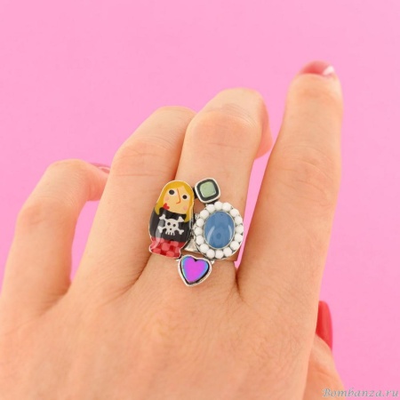 Кольцо TARATATA, Nanas, разъемное,со смолой,бусинами и гематитом, TT-W24-03414-10M серебристый