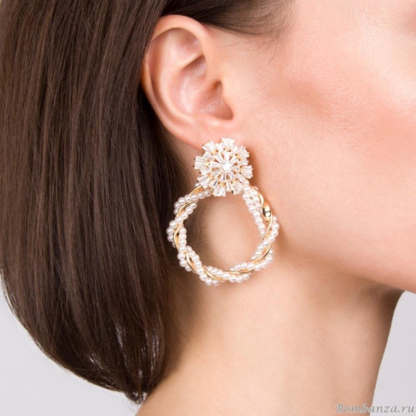 Серьги Moon Paris, Bohemia, с жемчугом и кристаллами, MB-21.11-020 золотистый