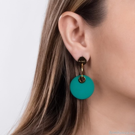 Серьги Nuance, асимметричные, с диском, NFN-24.04-062 зеленый