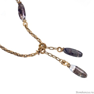 Колье Alcozer&J, с зеленой яшмой, AL-C58AP24-R зеленый