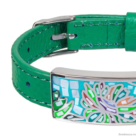 Браслет Fiore Luna, на зеленом кожанном ремешке, CB03598-4A