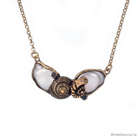 Колье Alcozer&J, жемчуг, сапфир, кристалл Swarovski, AL-C68CY25-R белый