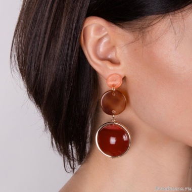 Серьги Moon Paris, Lorian, с акриловыми подвесками круглой формы, ML-23.03-032 коричневый Серьги Moon Paris, Lorian, с акриловыми подвесками круглой формы, ML-23.03-032 коричневый